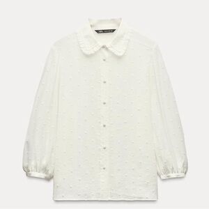 Zara dotted mesh shirt with Claudine collar